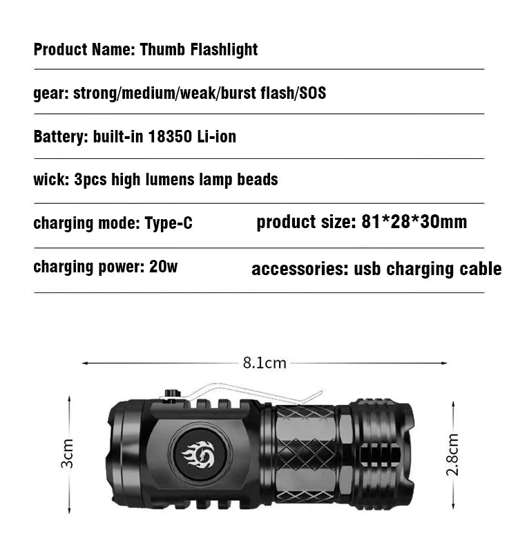 ⏰German Three-eyed Monster Mini Flash Super Power Flashlight