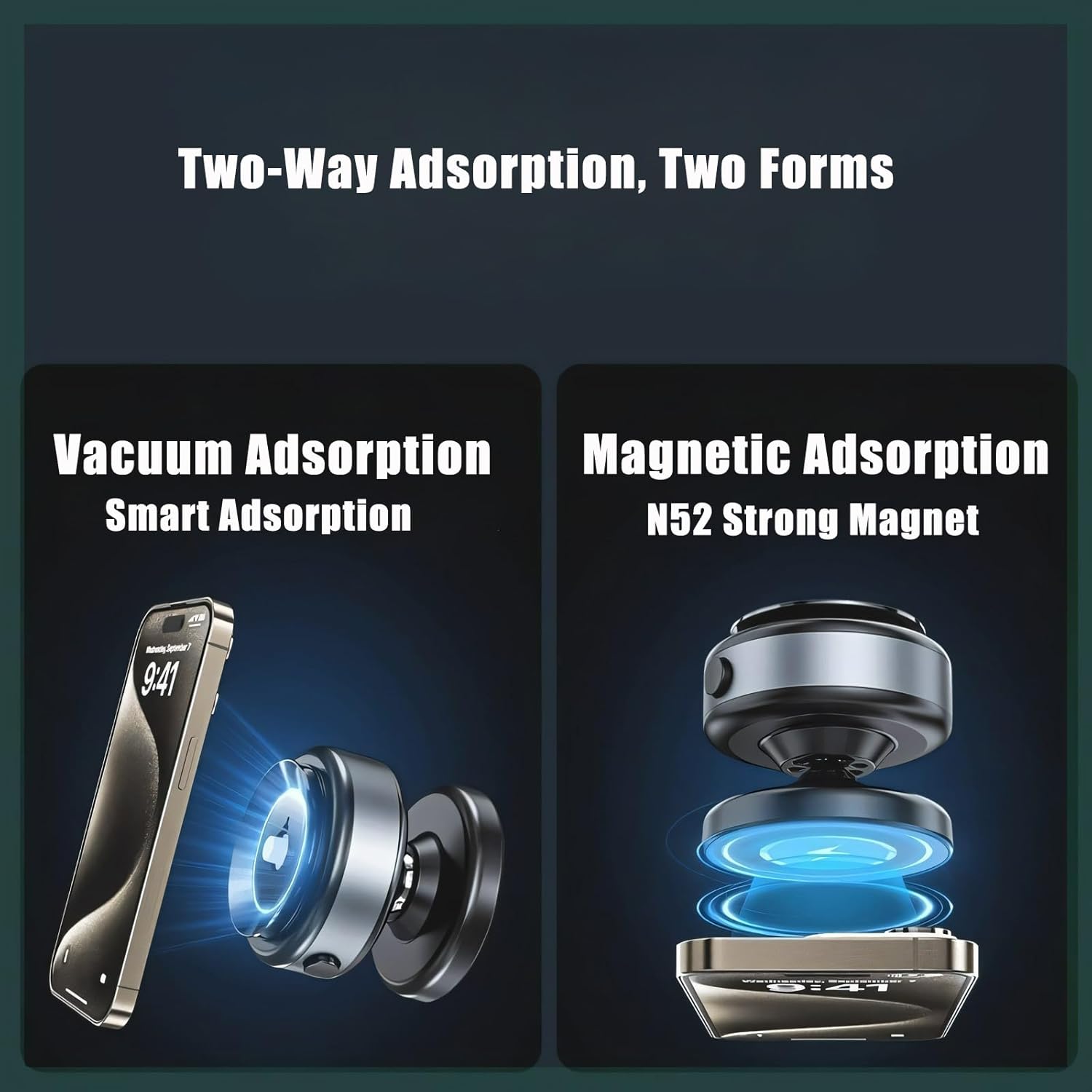 🚀2024 New 360° rotating and one-touch detachable electric vacuum attached magnetic car phone holder